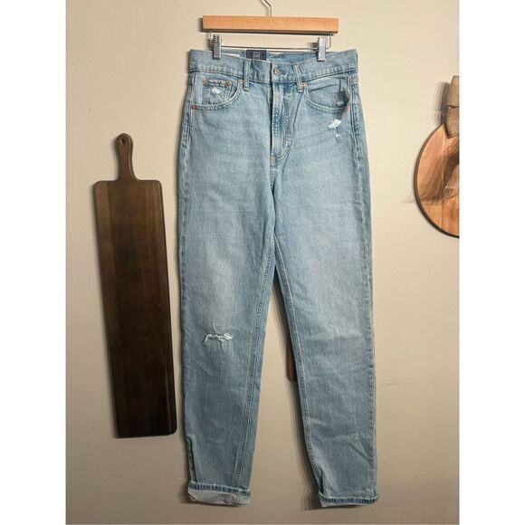 Gap Blue Indigo Denim light Wash Sky High Straight Jeans Size 4 Tall - Picture 1 of 6